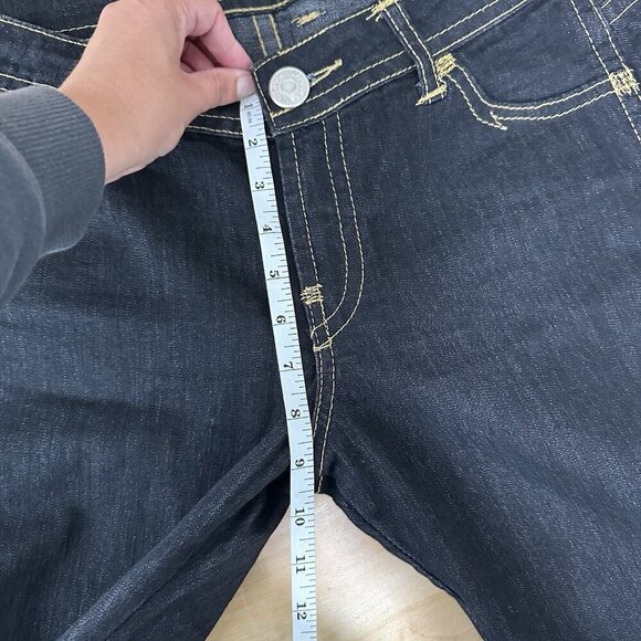 TUFI DUEK Jeans Denim Flare Leg Belted Pants Womens 42 Dark Wash Brazil Y2K 90s - Picture 12 of 13